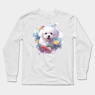 Irresistible Gift: Flowery Bichon Frize Long Sleeve T-Shirt